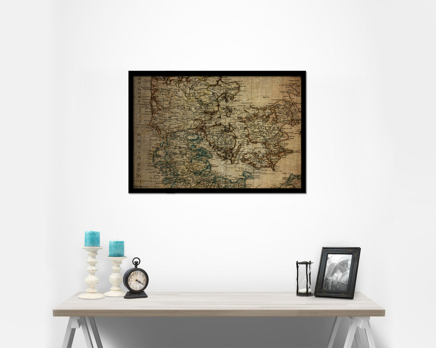 Denmark Vintage Map Framed Print Art Wall Decor Gifts