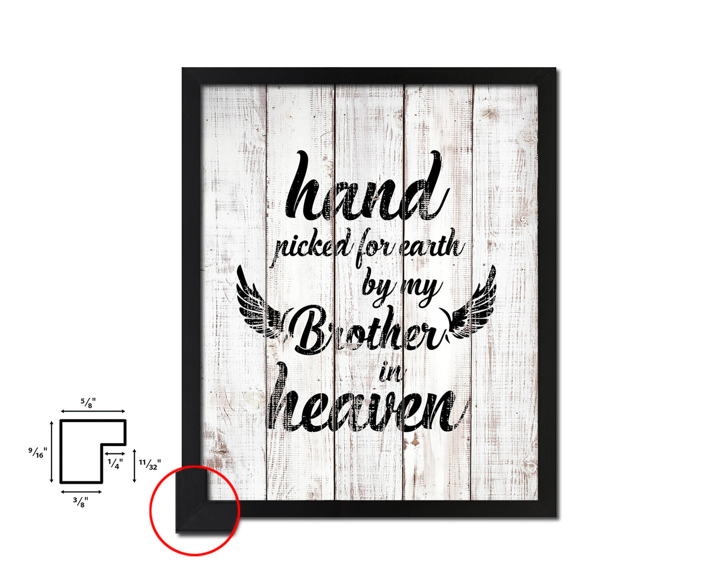 Hand picked for earth by our brother in heaven Quote Framed Print Wall Art Decor Gifts