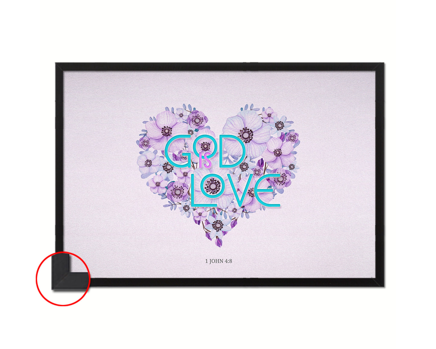 God is love, 1 John 4:8 Bible Verse Scripture Framed Print Wall Decor Art Gifts