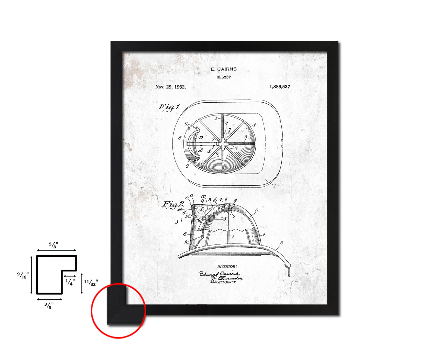 Firefighter Helmet Firefighter Vintage Patent Artwork Black Frame Print Gifts