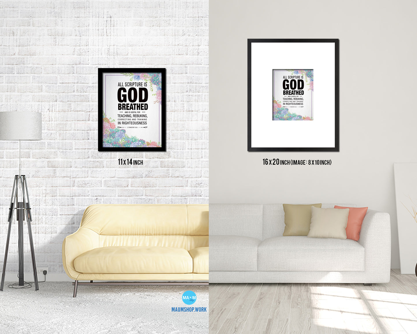 All scripture is God breathed and is useful for teaching Quote Framed Print Wall Decor Art Gifts