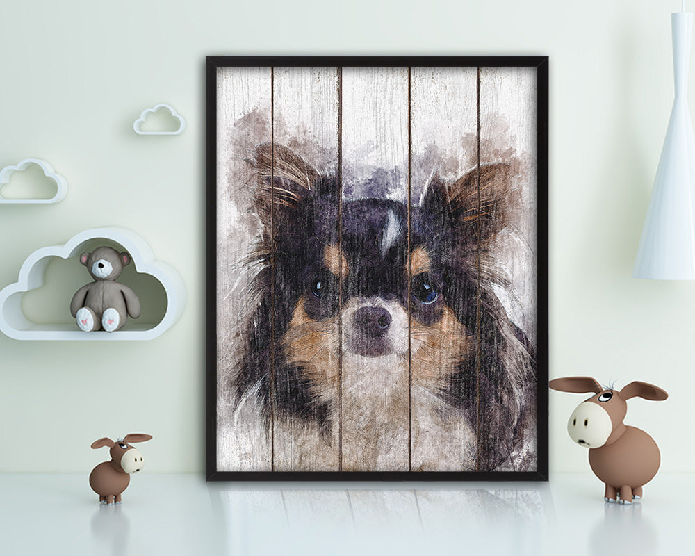 Chihuahua Dog Puppy Portrait Framed Print Pet Watercolor Wall Decor Art Gifts