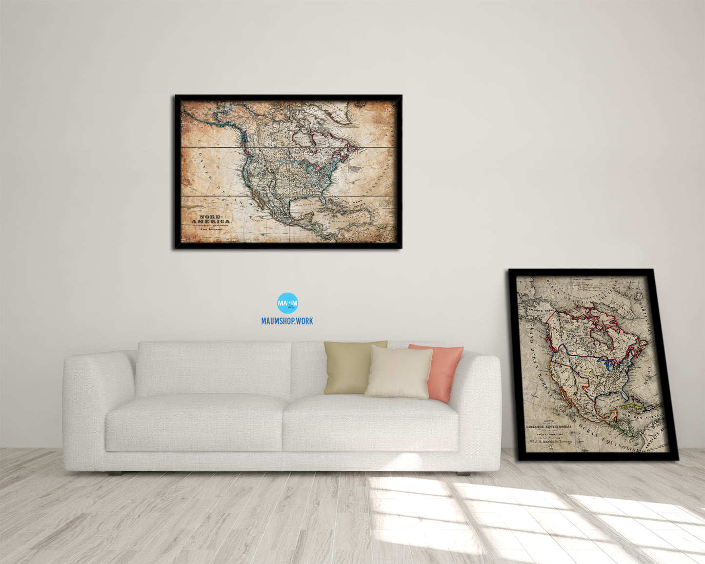 North America Stieler Dark Version 1872 Antique Map Framed Print Art Wall Decor Gifts