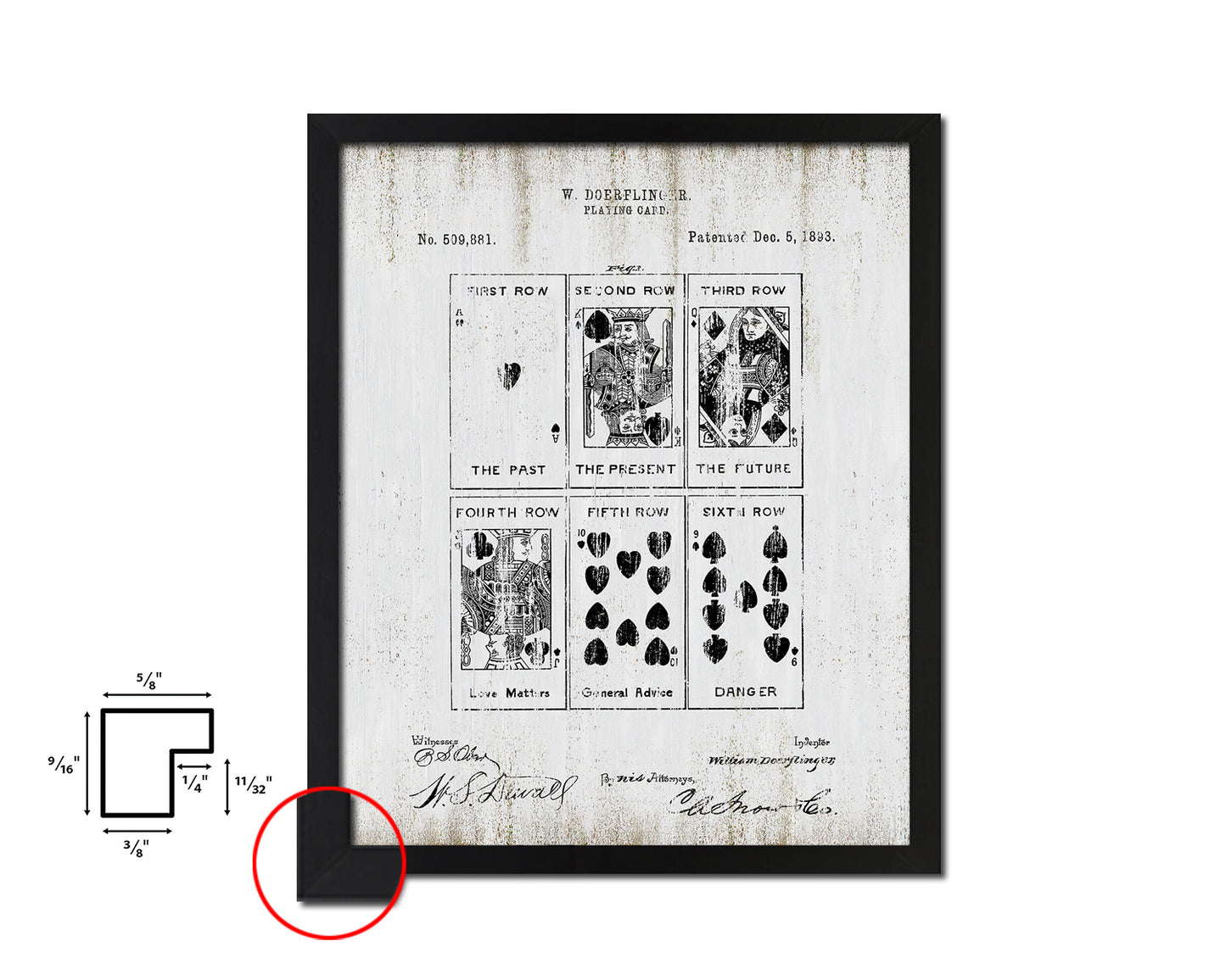 Face Poker Game Playing Card Vintage Patent Artwork Black Frame Print Gifts