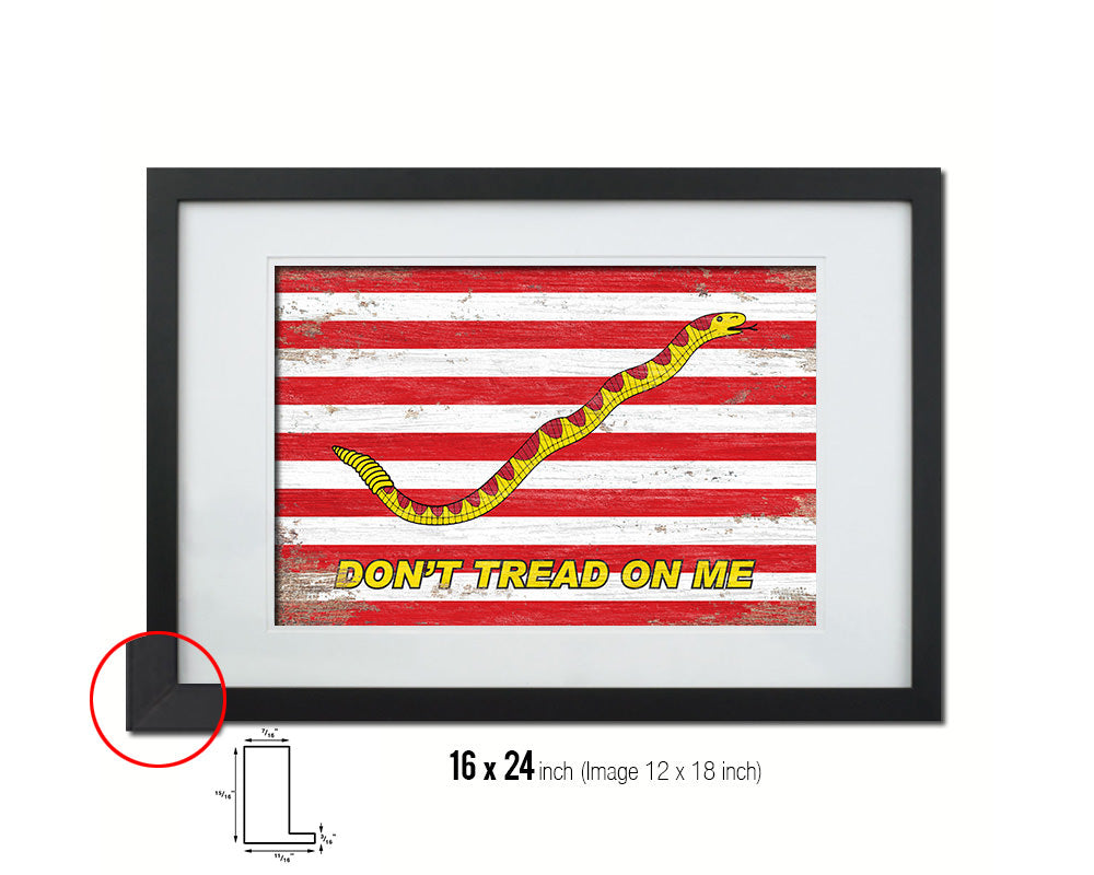 Gadsden First Navy Jacks Dont tread on Me Shabby Chic Military Flag Framed Print Art