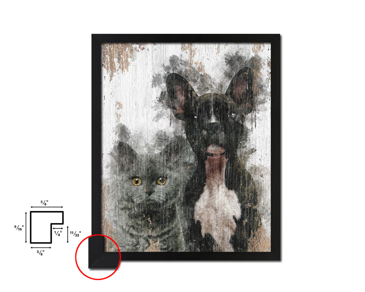 Cats and Dogs Dog Puppy Portrait Framed Print Pet Watercolor Wall Decor Art Gifts