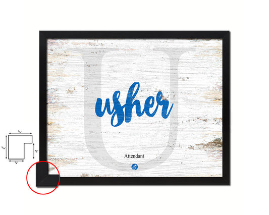 Usher Personalized Biblical Name Plate Art Framed Print Kids Baby Room Wall Decor Gifts