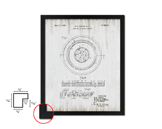 Roulette Table Game Playing Card Vintage Patent Artwork Black Frame Print Gifts