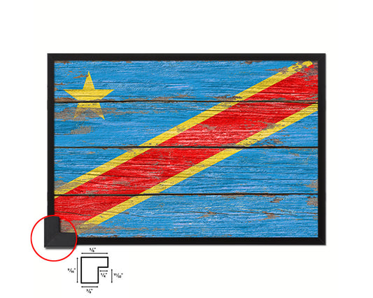 Congo Democratic Republic Country Wood Rustic National Flag Wood Framed Print Wall Art Decor Gifts