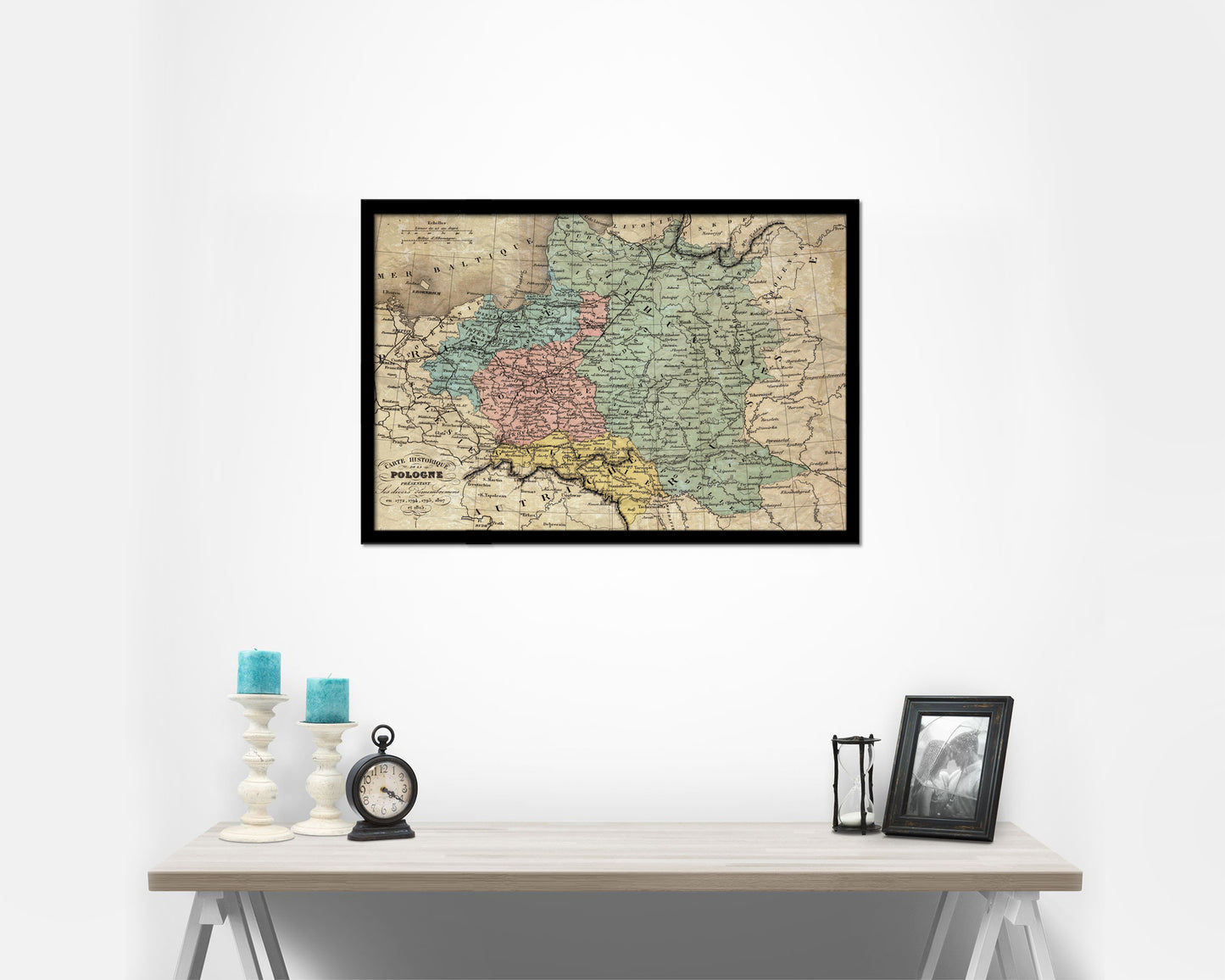 Poland Prussia Germany Historical Map Framed Print Art Wall Decor Gifts