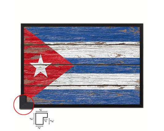 Cuba Country Wood Rustic National Flag Wood Framed Print Wall Art Decor Gifts