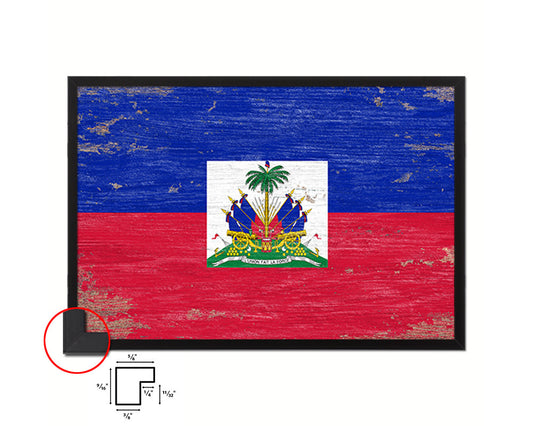 Haiti Shabby Chic Country Flag Wood Framed Print Wall Art Decor Gifts