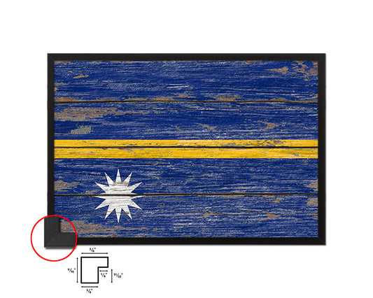 Nauru Country Wood Rustic National Flag Wood Framed Print Wall Art Decor Gifts