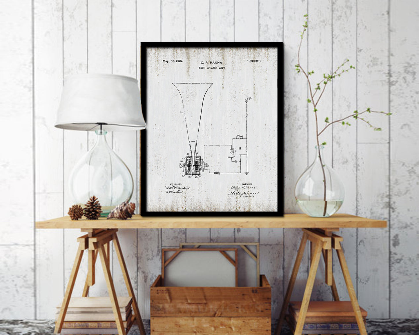 Loud Speaker Unit Loud Speaker Unit 1927 Vintage Patent Artwork Black Frame Print Gifts