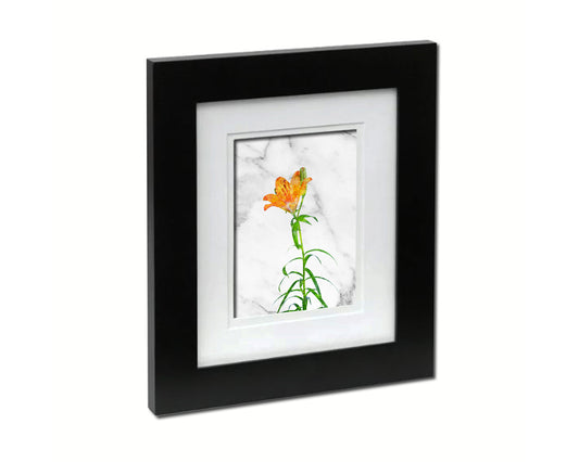 Orange Lily Marble Texture Plants Art Wood Framed Print Wall Decor Gifts