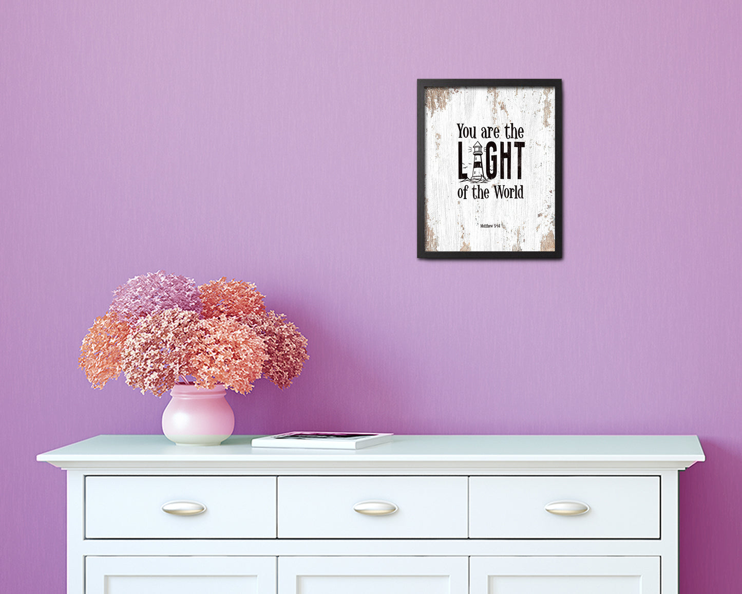 You Are the Light of The World, Matthew 5:14 Quote Framed Print Home Decor Wall Art Gifts