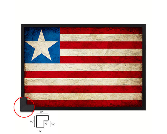 Liberia Country Vintage Flag Wood Framed Print Wall Art Decor Gifts