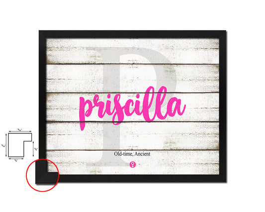 Priscilla Personalized Biblical Name Plate Art Framed Print Kids Baby Room Wall Decor Gifts