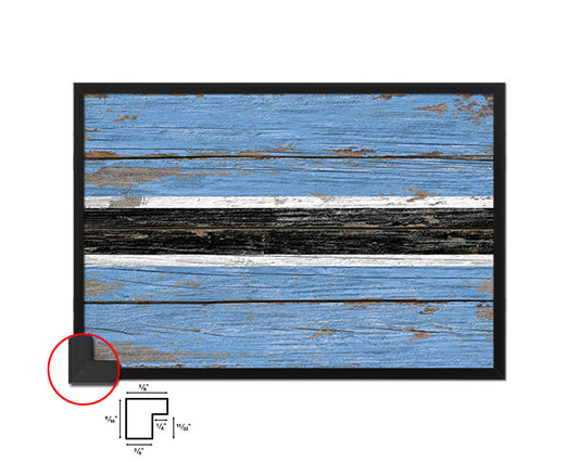 Botswana Country Wood Rustic National Flag Wood Framed Print Wall Art Decor Gifts