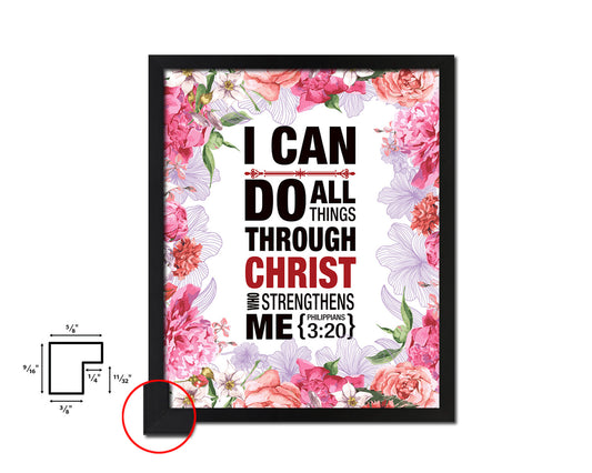 I can do all things through Christ who strengthens me, Philippians 3:20 Quote Framed Print Wall Art