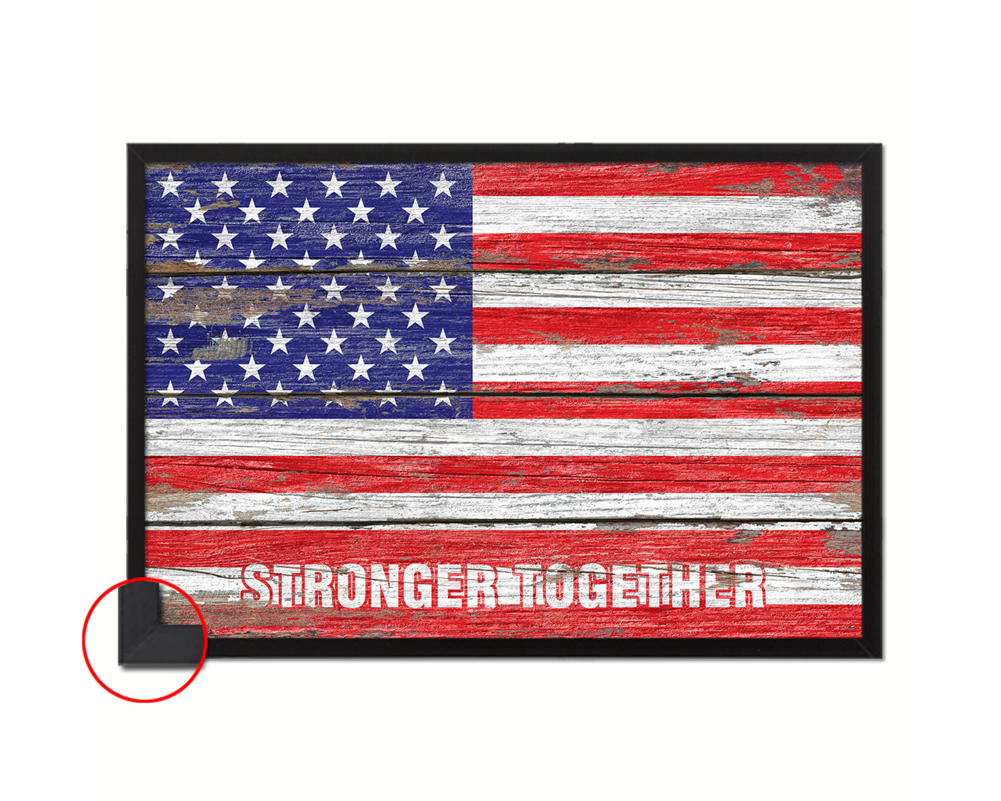 Stronger Together, Hillary Clinton Campaign Wood Rustic Flag Framed Print Art