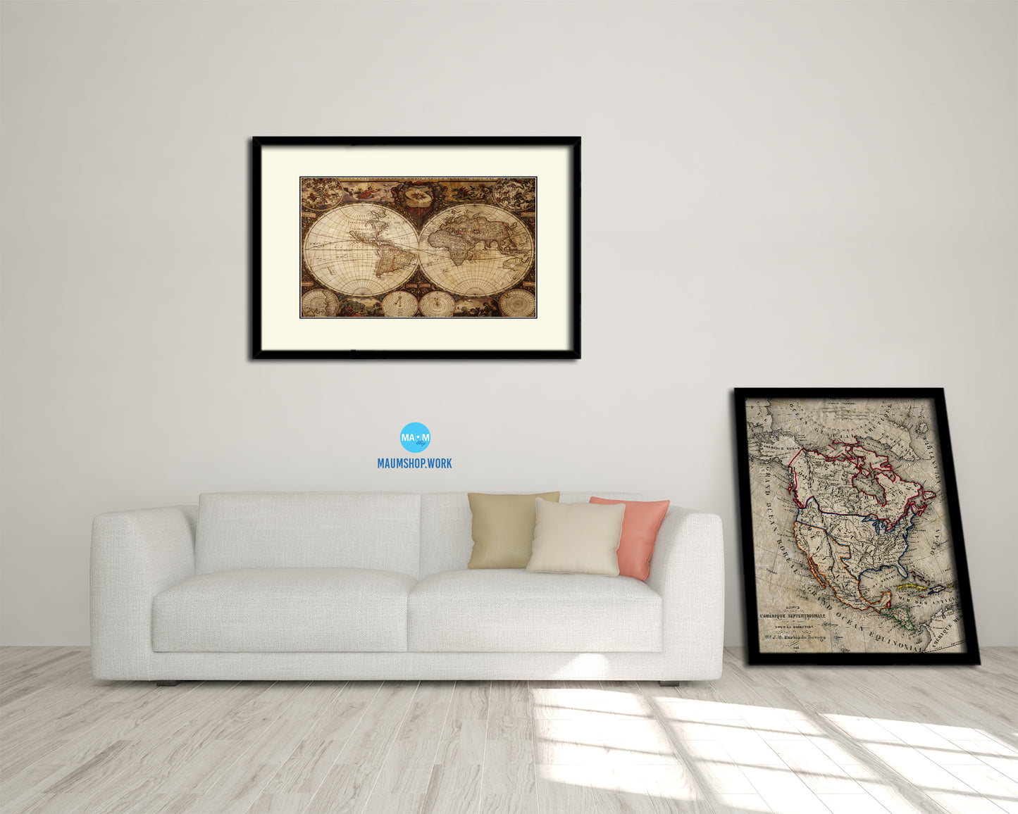 World Old Map Framed Print Art Wall Decor Gifts