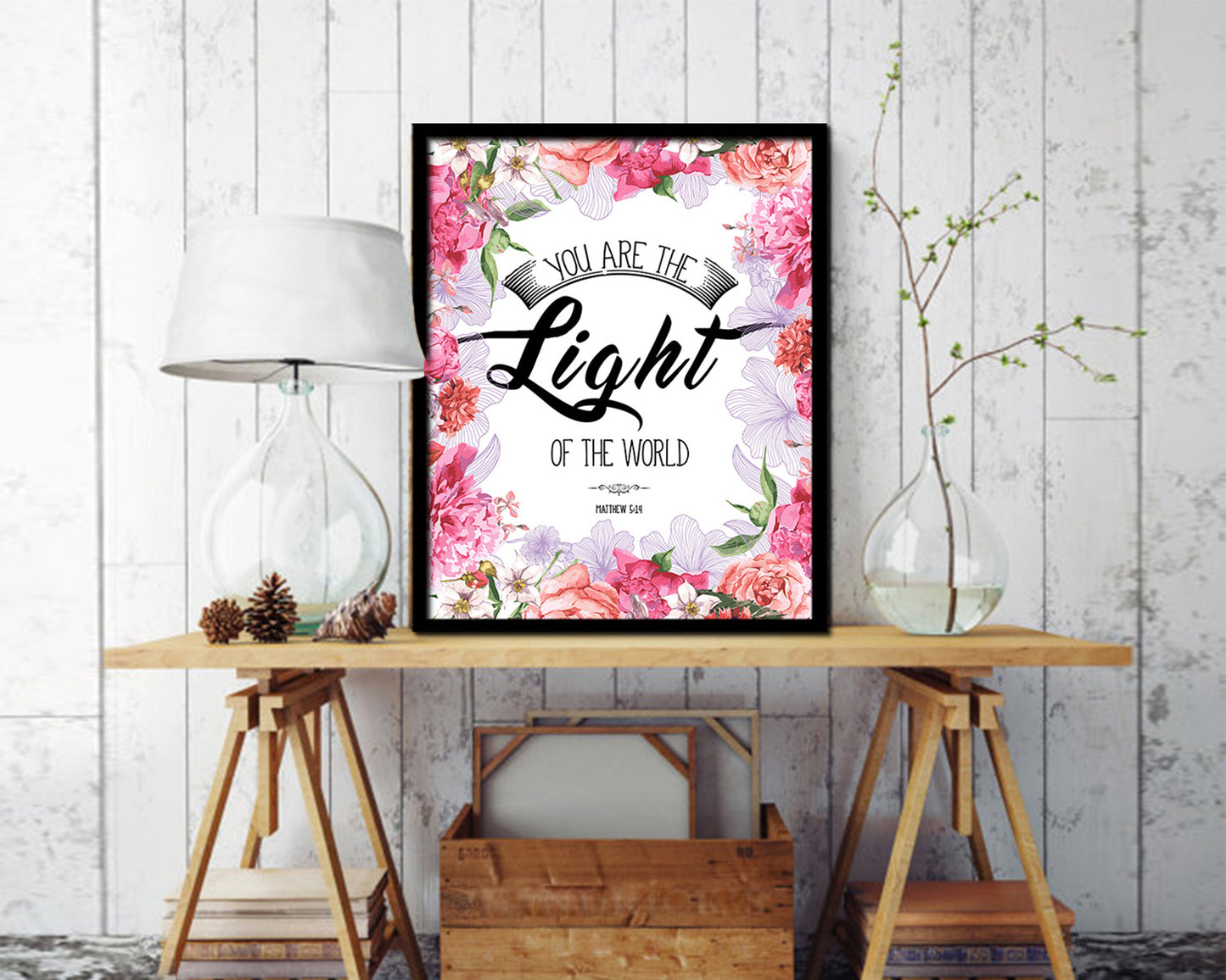 You are the Light of the world, Matthew 5:14 Quote Framed Print Home Decor Wall Art Gifts