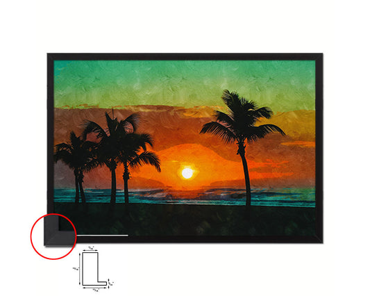 Sunrise Palms Beach Artwork Painting Print Art Frame Home Wall Decor Gifts