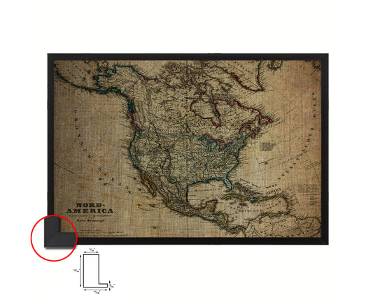 North America Stieler Dark Version 1872 Vintage Map Framed Print Art Wall Decor Gifts