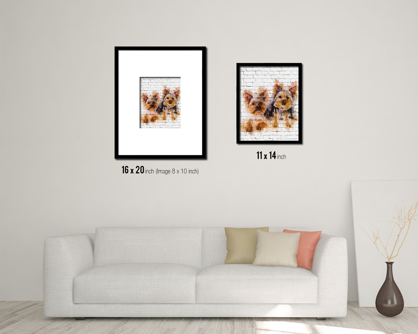 Yorkshire Terrier Dog Puppy Portrait Framed Print Pet Watercolor Wall Decor Art Gifts