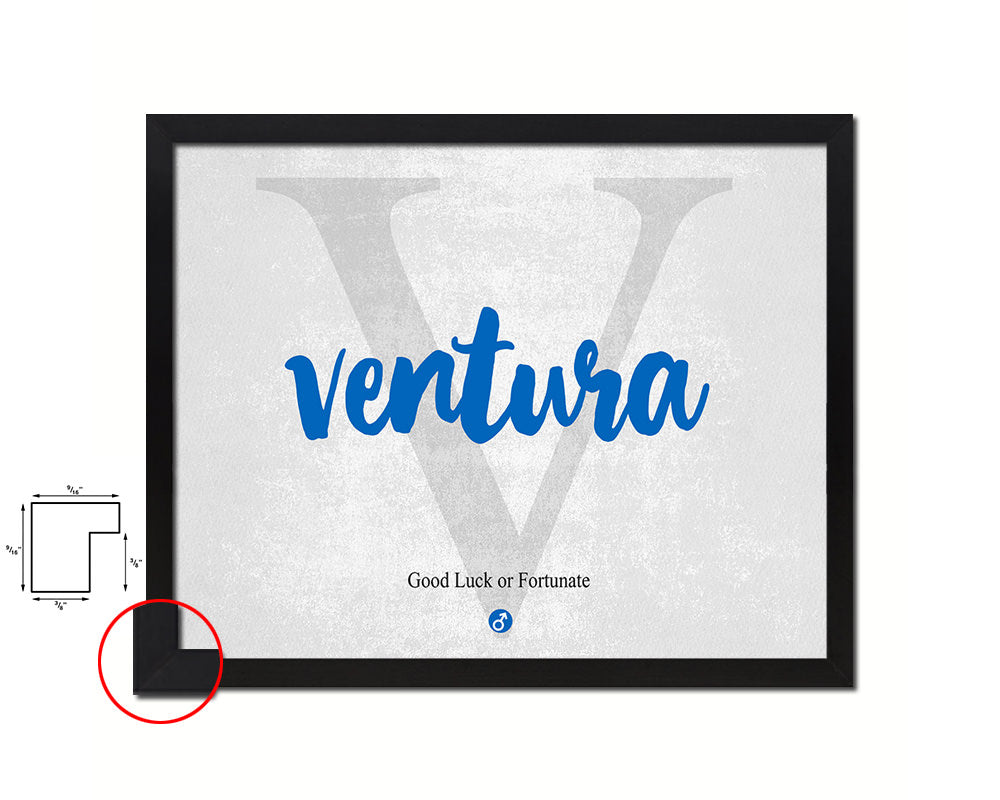 Ventura Personalized Biblical Name Plate Art Framed Print Kids Baby Room Wall Decor Gifts