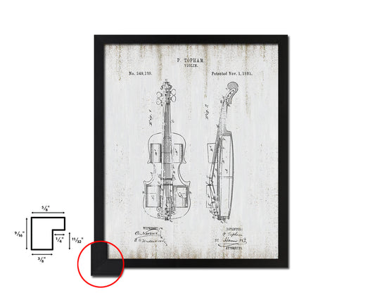 Violin Music Vintage Patent Artwork Black Frame Print Wall Art Decor Gifts