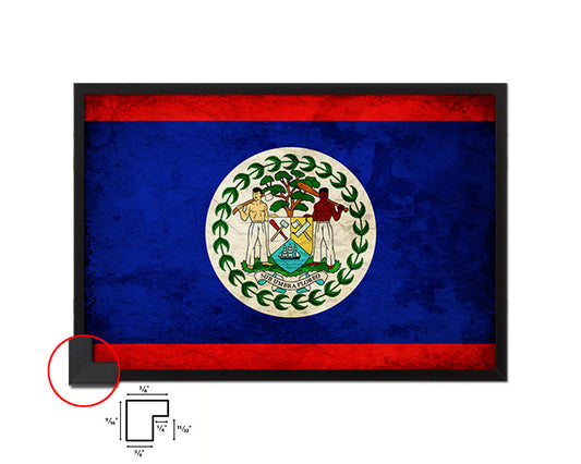 Belize Country Vintage Flag Wood Framed Print Wall Art Decor Gifts