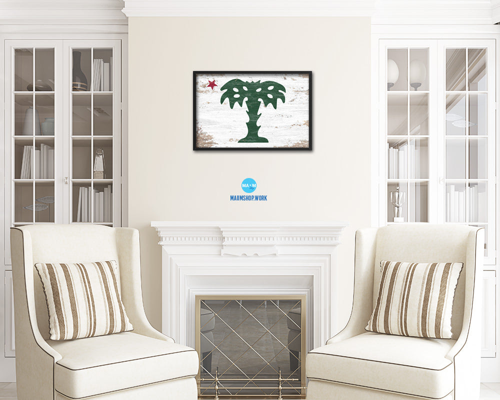 South Carolina Palmetto Guard Shabby Chic Military Flag Framed Print Decor Wall Art Gifts