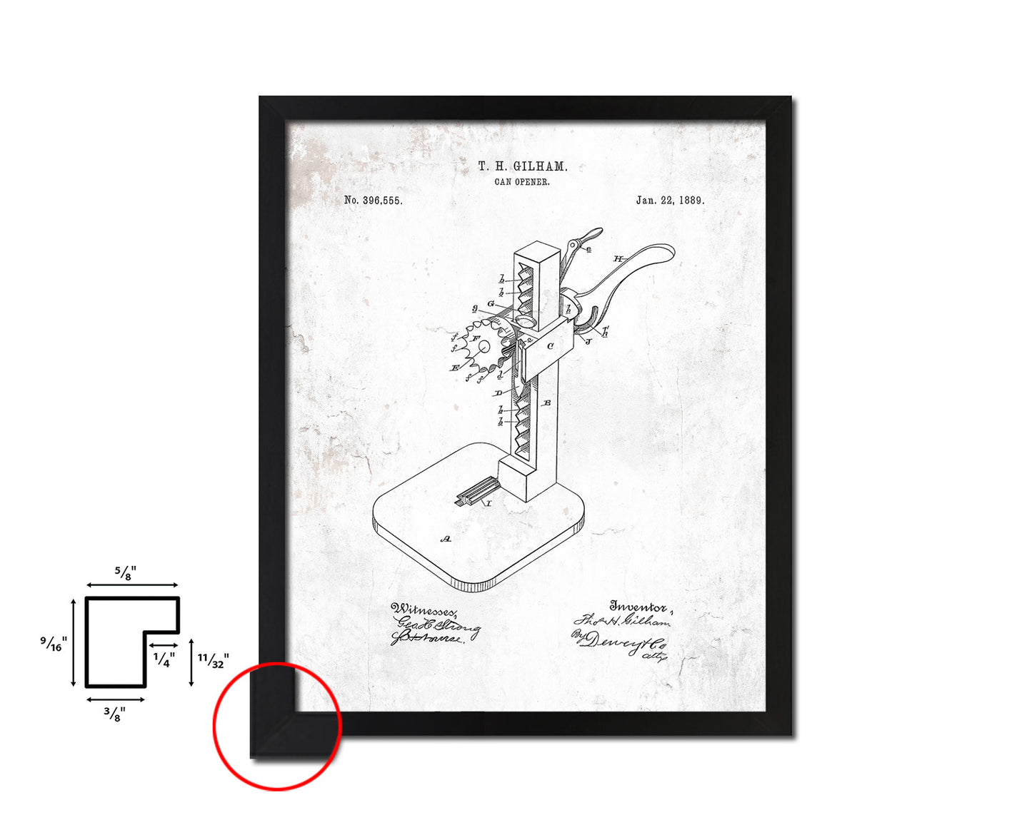 Can Opener Home Vintage Patent Artwork Black Frame Print Wall Art Decor Gifts