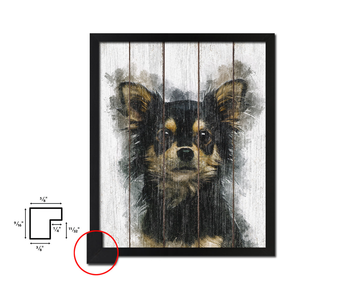 Chihuahua Dog Puppy Portrait Framed Print Pet Watercolor Wall Decor Art Gifts