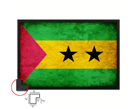 Sao Tome & Principe Country Vintage Flag Wood Framed Print Wall Art Decor Gifts