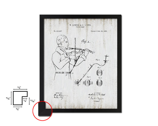 Violin Rest Music Vintage Patent Artwork Black Frame Print Wall Art Decor Gifts