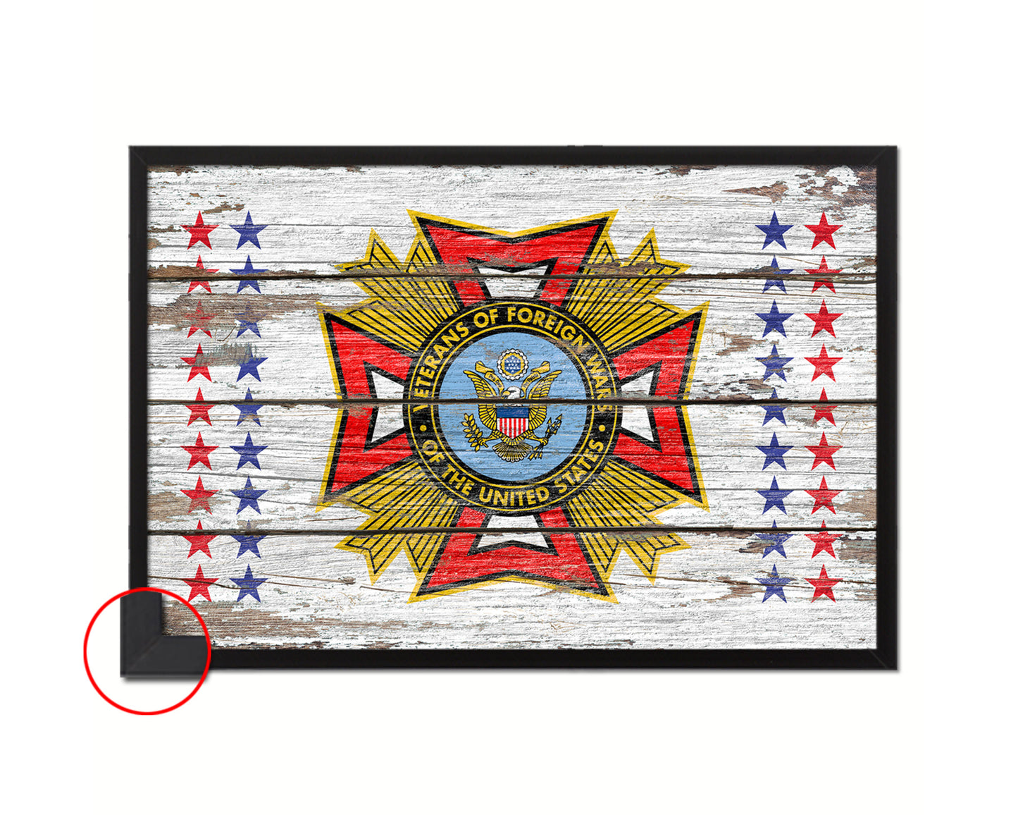 VFW Veterans of Foreign Wars Wood Rustic Flag Wood Framed Print Wall Art Decor Gifts