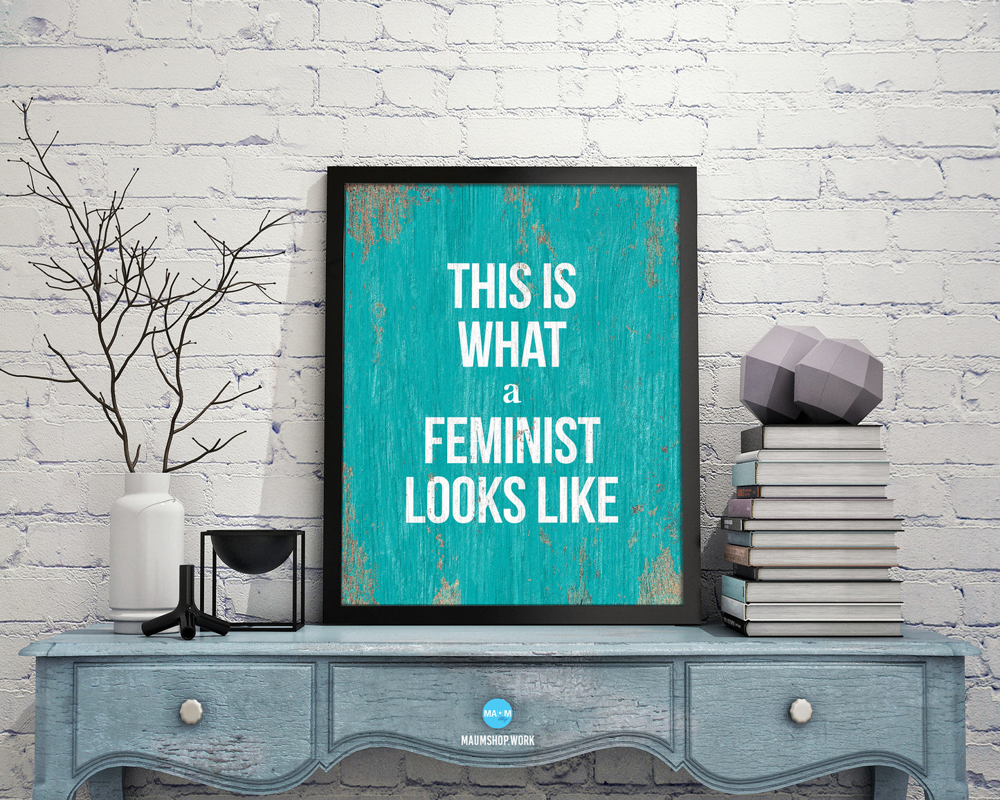 This is what a feminist looks like Rainbow Pride Peace Right Justice Poster Wood Frame Print Art