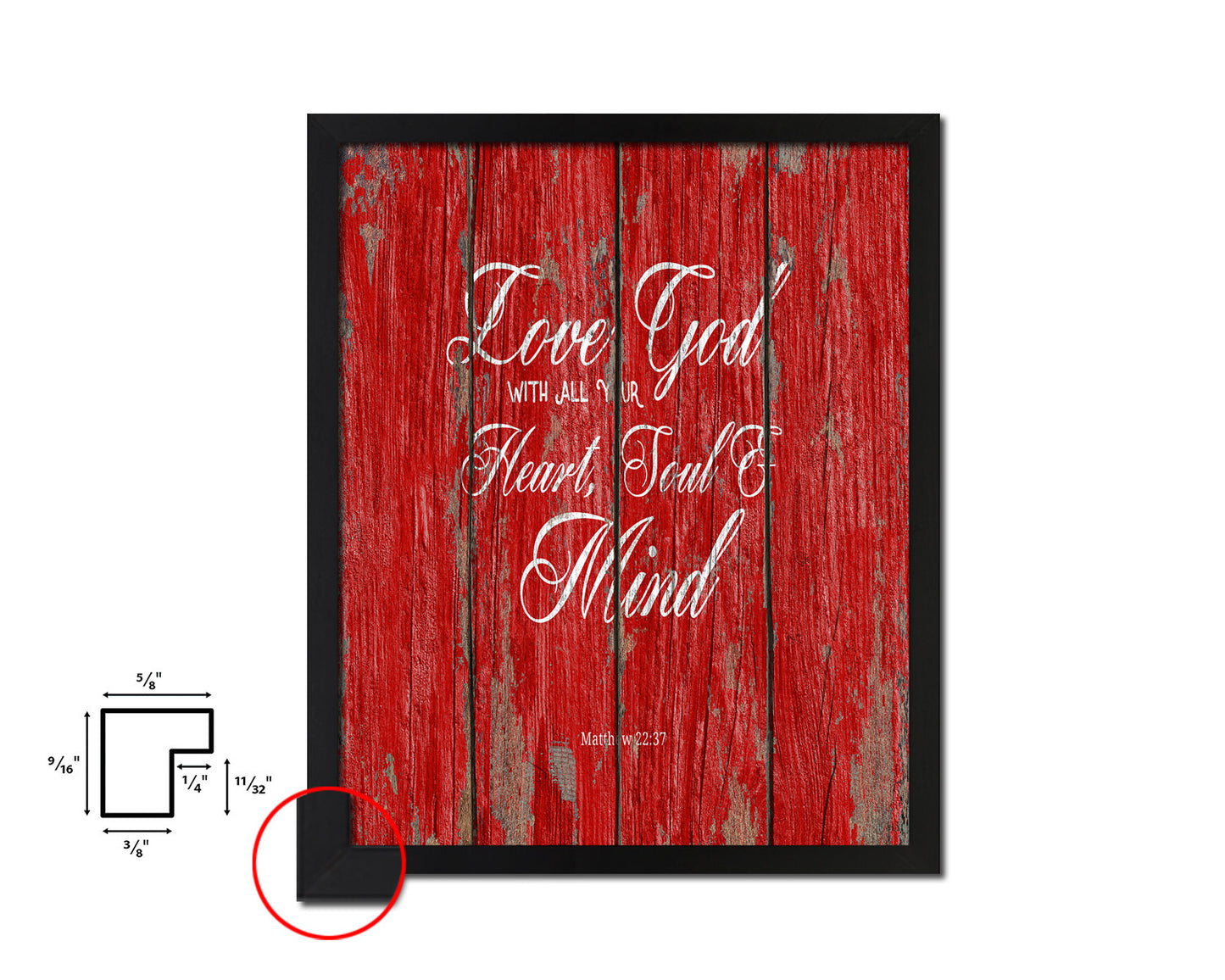 Love God with all your heart, Matthew 22:37 Quote Framed Print Home Decor Wall Art Gifts