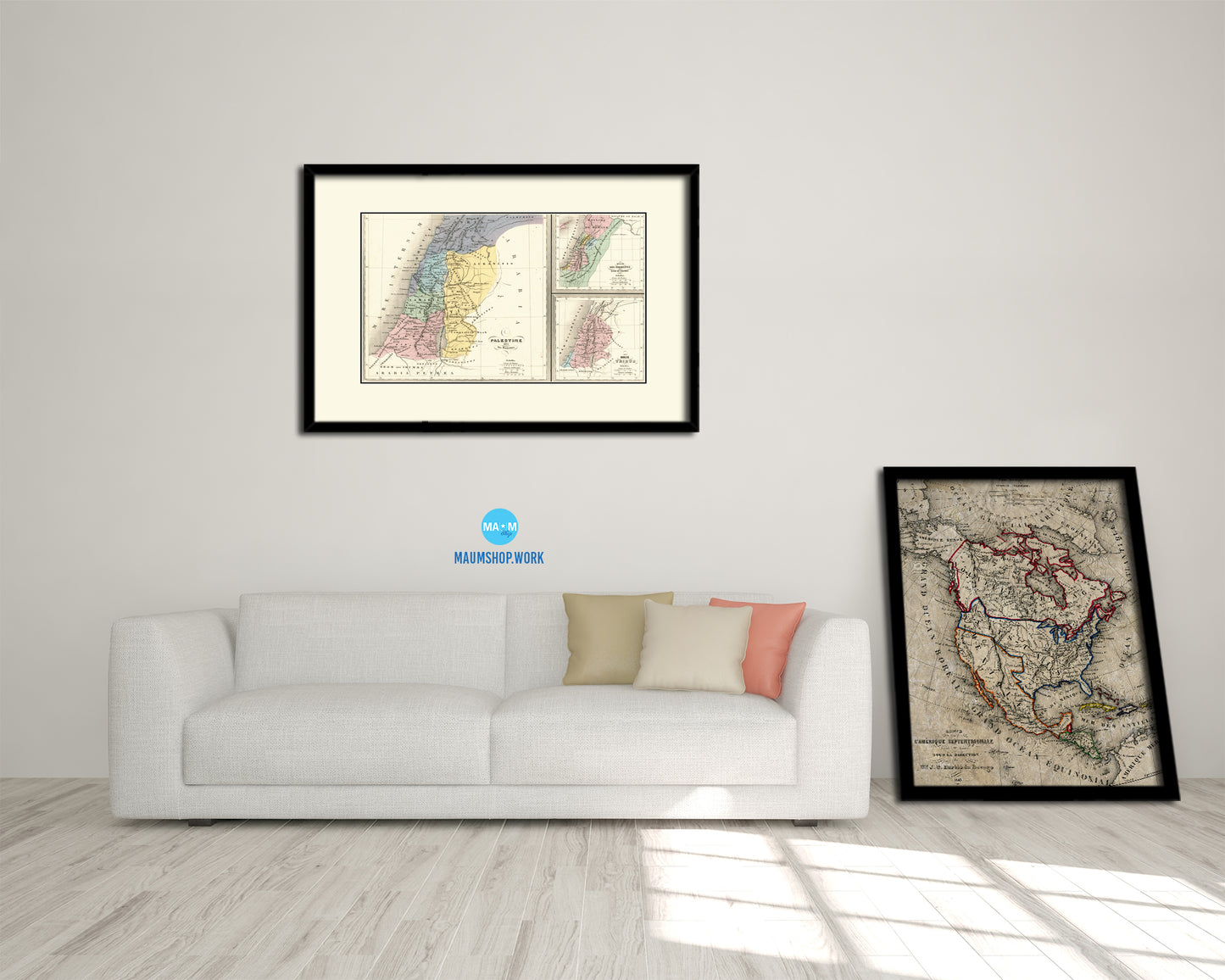 Holy Land Romans David Solomon Israel Palestine Old Map Framed Print Art Wall Decor Gifts