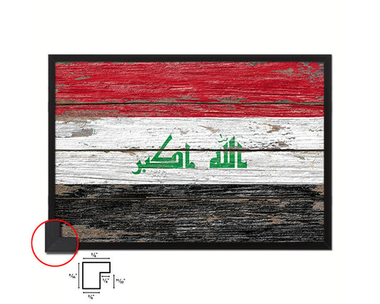 Iraq Country Wood Rustic National Flag Wood Framed Print Wall Art Decor Gifts