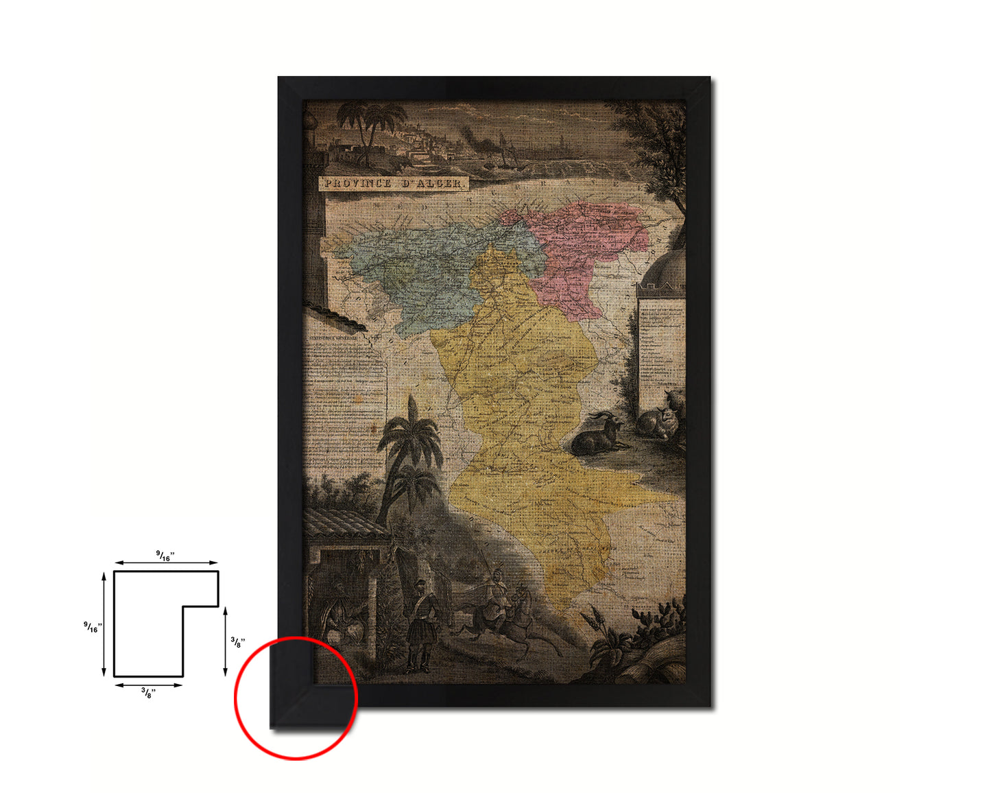 Province D'alcer Vintage Map Wood Framed Print Art Wall Decor Gifts