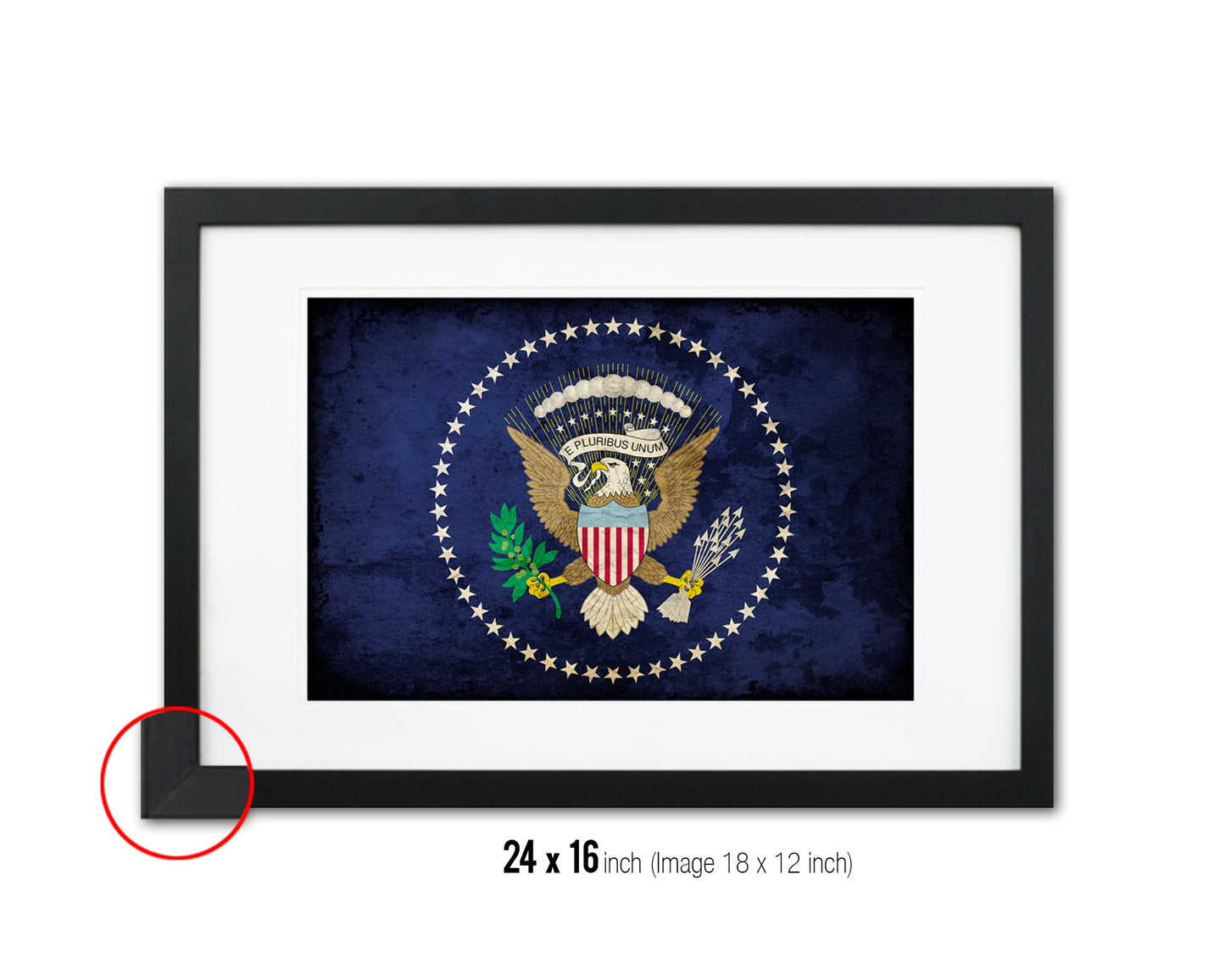 President of the United States American Vintage Military Flag Framed Print Sign Decor Wall Art Gifts