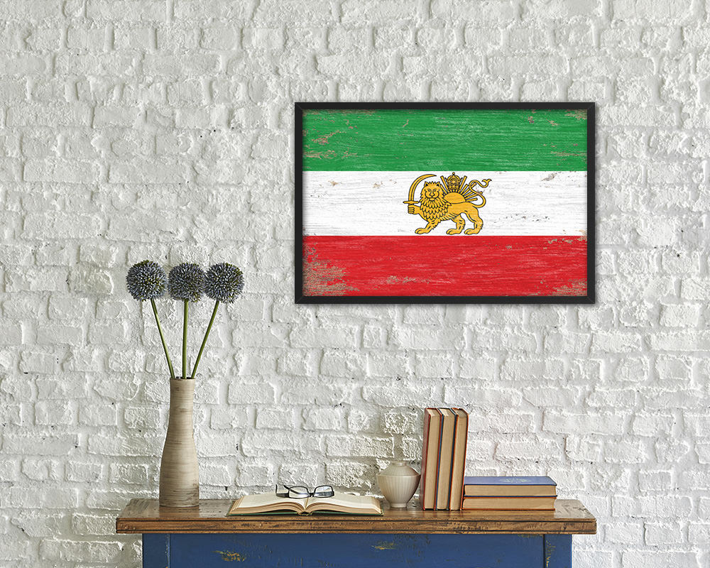 Iran Shabby Chic Country Flag Wood Framed Print Wall Art Decor Gifts