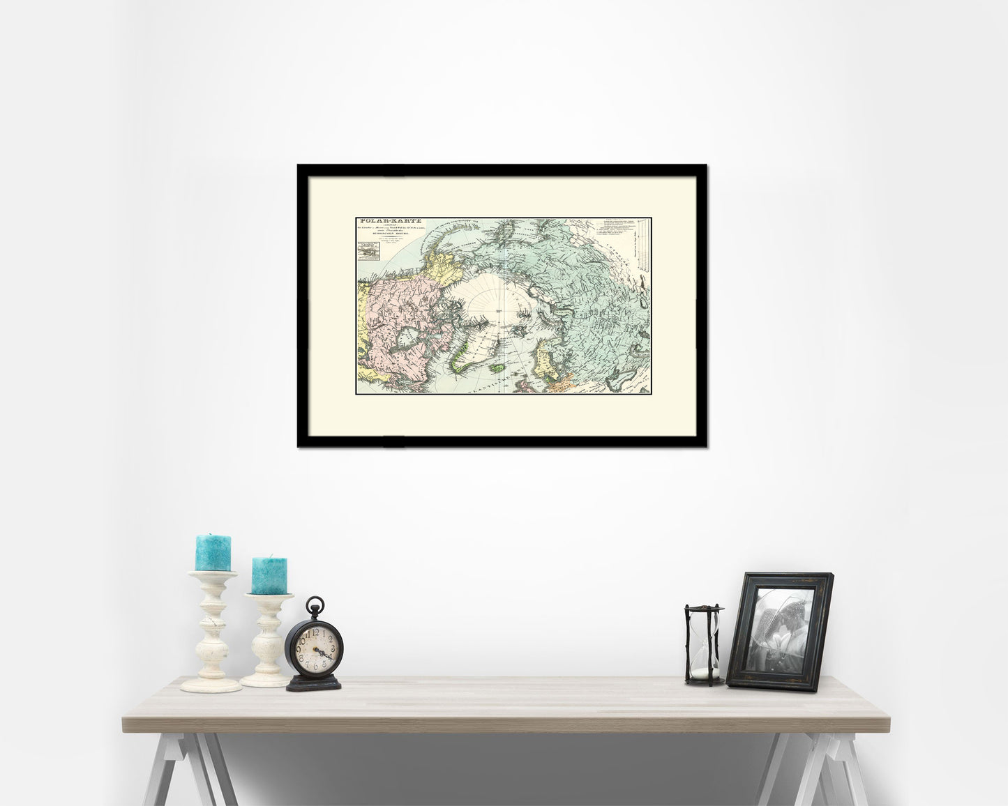 North Pole Stieler Old Map Framed Print Art Wall Decor Gifts