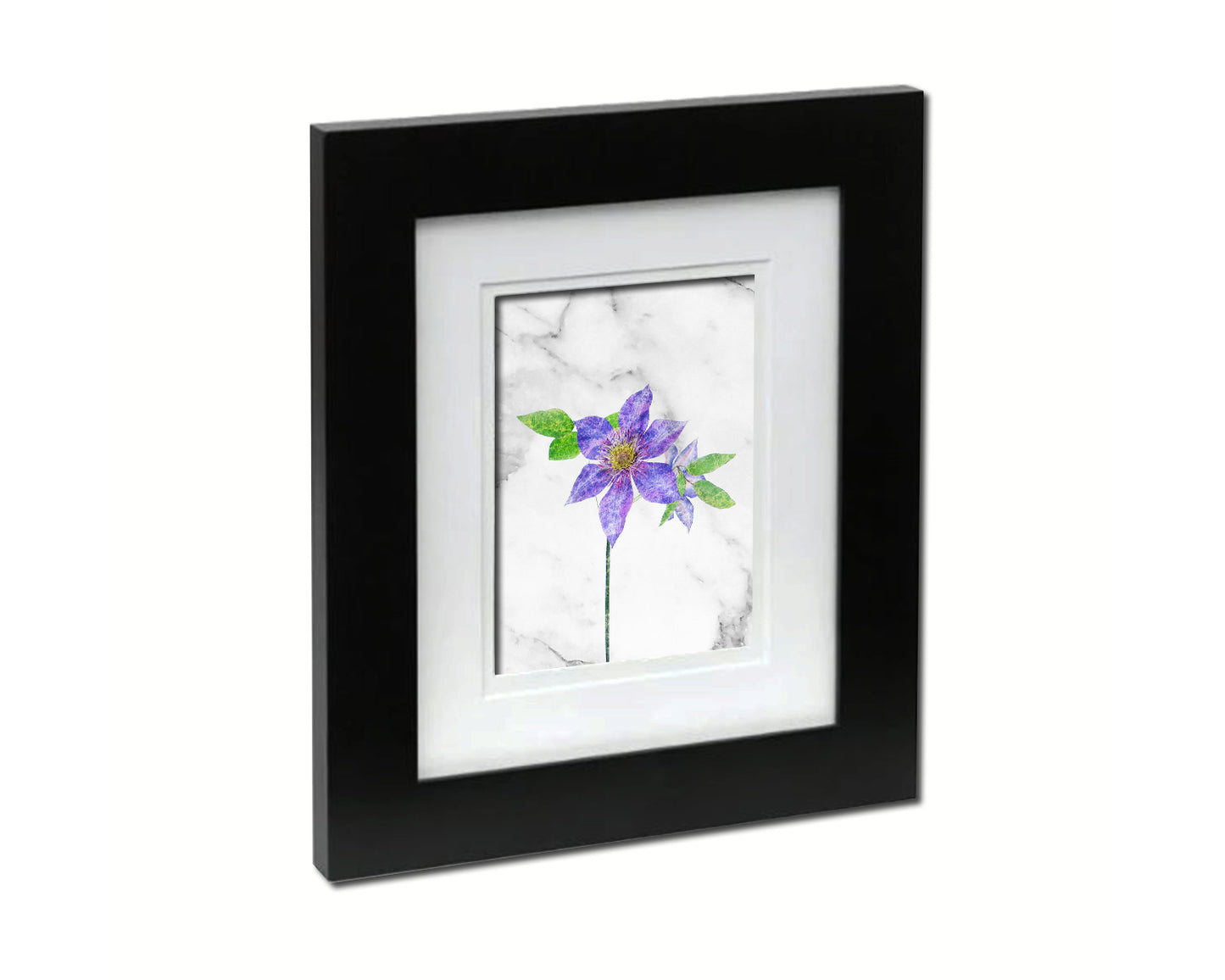 Clematis Marble Texture Plants Art Wood Framed Print Wall Decor Gifts