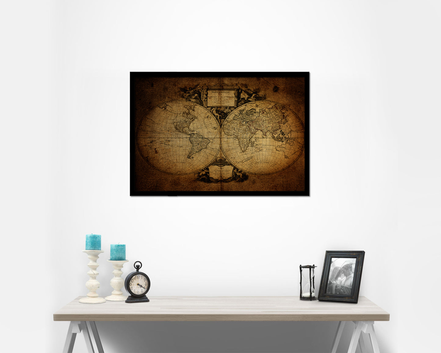 World 1752 Vintage Map Framed Print Art Wall Decor Gifts