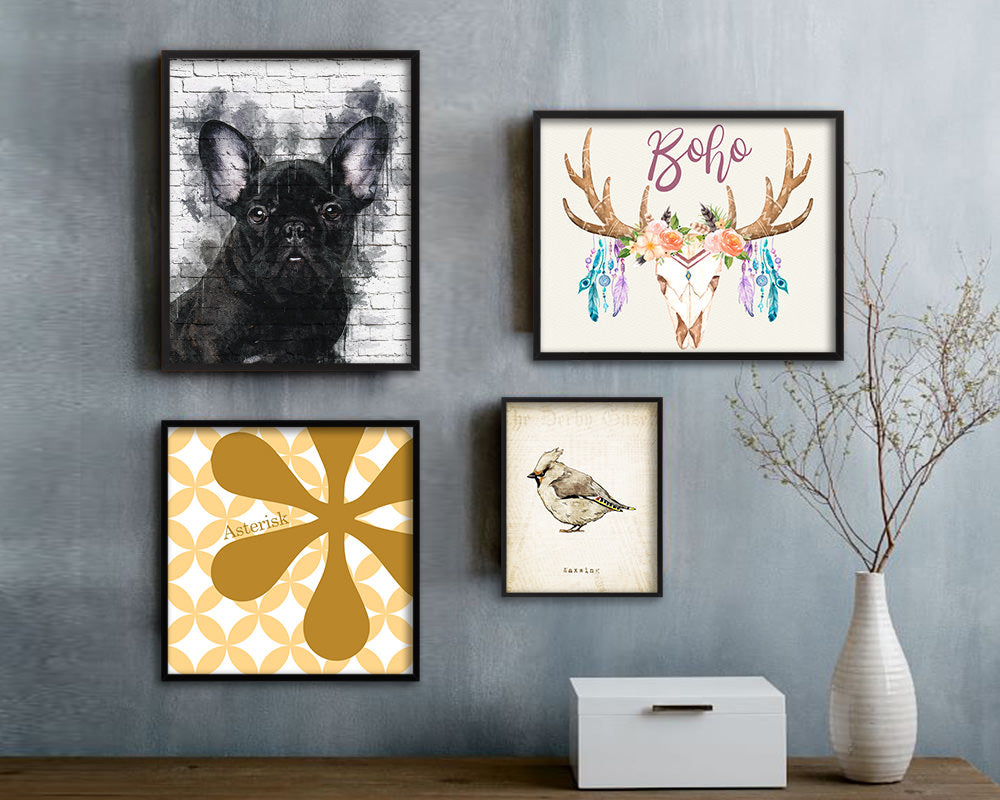 French Bulldog Dog Puppy Portrait Framed Print Pet Watercolor Wall Decor Art Gifts